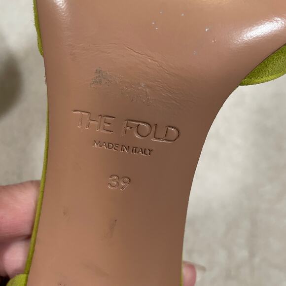 The Fold London Treviso Suede Heels D'Orsay Chartreuse Green Pointed Toe 39 8.5 - Picture 7 of 8